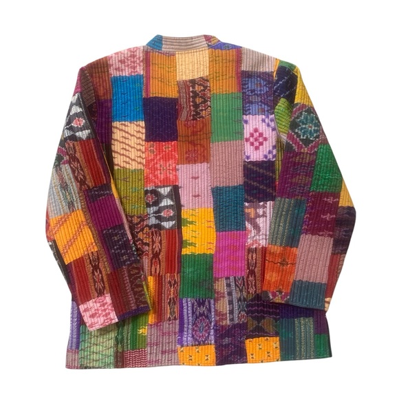 Met Museum Ikat Silk Patchwork Reversible Jacket Boho Art Jacket L - Picture 2 of 6
